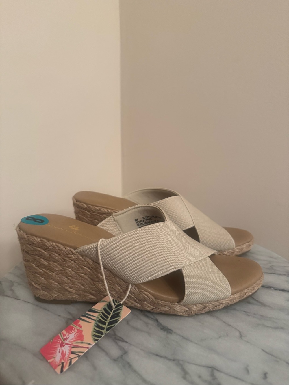 Tommy Bahama Suzette Beige Espadrille Wedge Sandals Women’s Size 8 NWT